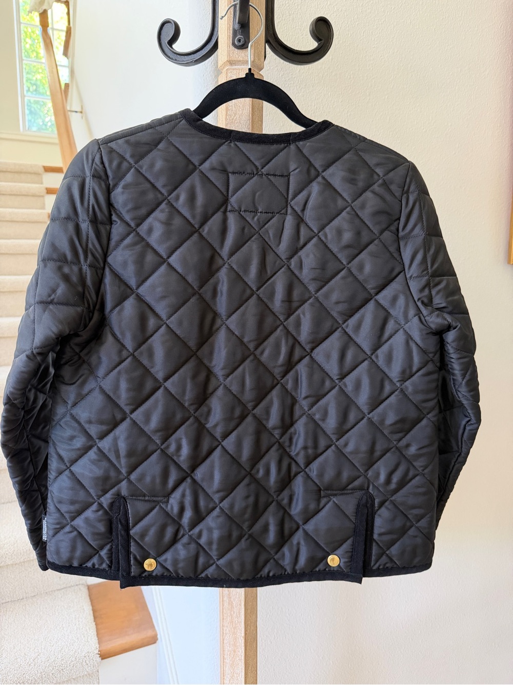 Women's Quilted Snap-Front Jacket - Black - Picture 6 of 6